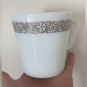Vintage Pyrex Woodland milk glass coffee mug set of 4